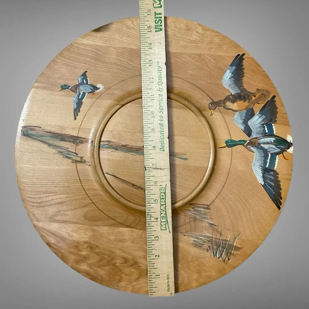 Vintage GH Specialty Co Hand Painted Wooden Platter‎ Ducks Outdoors Made in USA